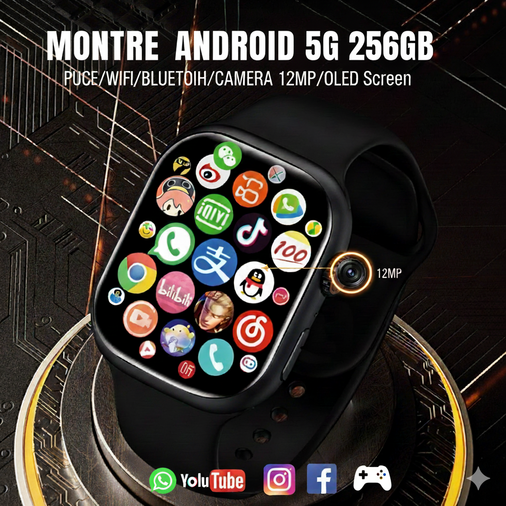 MONTRES ANDROID 5G 256GB/128 AVEC PUCE/WIFI/BLUETOOTH/NFC + POCHETTE DE PROTECTION